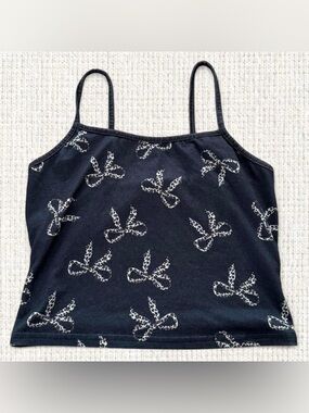 Dark Grey Tank Top with Leopard Print Bow Pattern